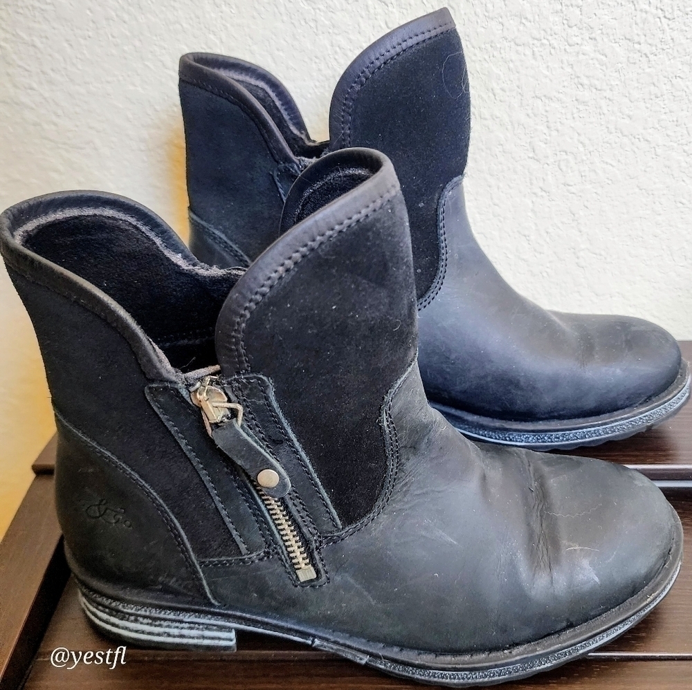 Bos. & Co .STRIVE BLACK ZIP UP ANKLE BOOTS 37 - Picture 5 of 9